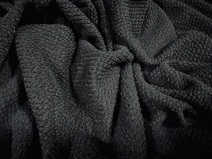 Thermal Rib Stretch Spandex Jersey Fabric, Per Metre - Plain - Black - Picture 1 of 3