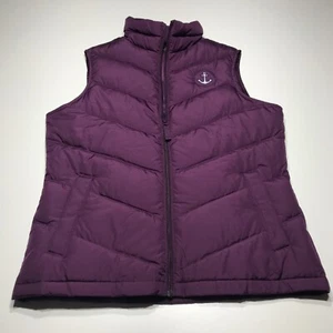 Lands End Down Puffer Vest Womens Size S (6-8) Anchor Emblem Purple Full Zip - Picture 1 of 12