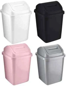 5L Bathroom Bin Swing Top Dust Bin Plastic Waste Paper Basket Office Kitchen UK - Picture 1 of 4