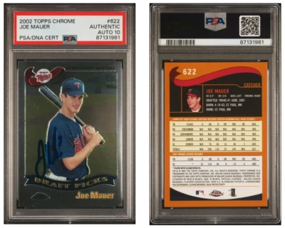 2002 Topps Chrome 622 Joe Mauer Auto Autograph Signed Minnesota Twins PSA 10 - Image 1 of 3