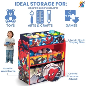 Spider-Man Toy Organizer Storage Rack | Durable Wood Shelf for Kids Room - Picture 1 of 11