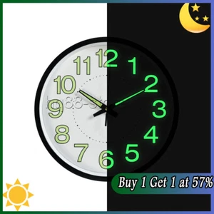 12" Wall Clock Silent Quartz Movement Glow in the Dark Numbers Kitchen Office - Picture 1 of 19
