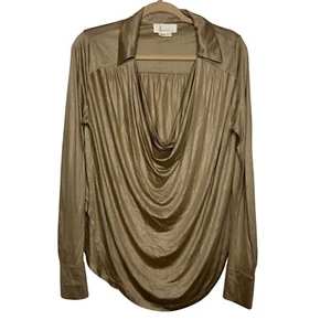 Anthropologie Champagne Draped Viscose Lightweight Office Work Top Women sz S - Picture 1 of 10