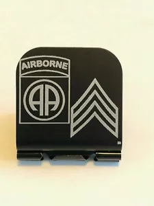 US ARMY 82nd With Sergeant Stripes Laser Etched Aluminum Hat Clip Brim-it - Picture 1 of 9