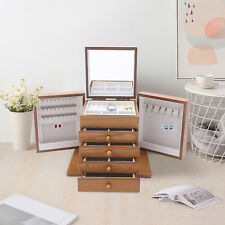 5 Layers Vintage Jewelry Organizer Case Large Wooden Storage Box with 4 Drawers