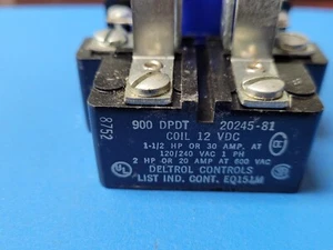 (1PC) 20245-81 DELTROL Power Relay 12VDC DPDT 30Amps Base Mount Screw Terminals - Picture 1 of 6