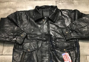 New With Tags Napoline Coat Riding Flight Mens Leather Bomber Size Medium Black - Picture 1 of 9