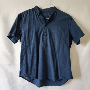 COOFANDY Men's Medium Casual Button Down Shirt Linen Navy Blue - Picture 1 of 5