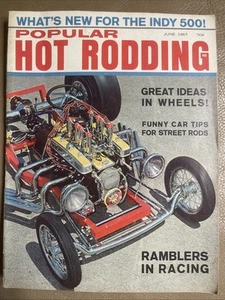 Popular Hot Rodding Magazine June 1967 Ramblers Racing Funny Cars Indy 500 EX++ - Picture 1 of 8