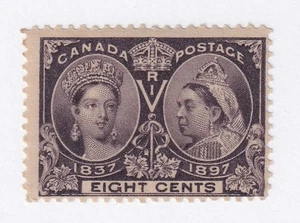 MATT'S BRIEFMARKEN SCOTT KANADA #56, 8 CENT VICTORIA 1897 JUBILÄUM, MH CV 130 $ - Bild 1 von 3