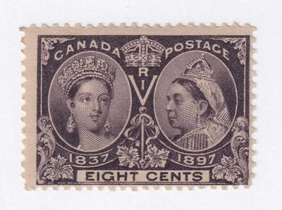 MATT'S STAMPS SCOTT CANADA #56, 8-CENT VICTORIA 1897 JUBILEE, MH CV$130 - Image 1 of 3