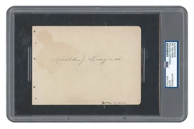1922 Pie Traynor Signed Album Page "Harold J" Full Name PSA DNA COA - Image 1 of 2