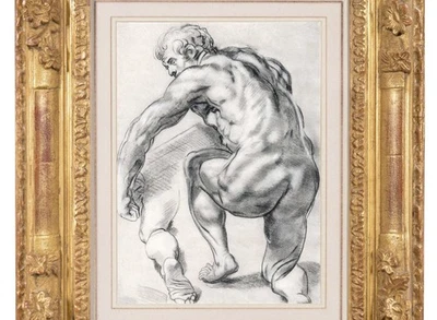Rubens Antiguo Maestro Dibujo Hombre Desnudo Francés Clásico Barroco Foto 1 de 4