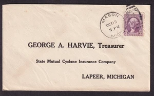 c 1935 cover Mason Michigan to Cyclone Insurance Lapeer MI - Picture 1 of 1