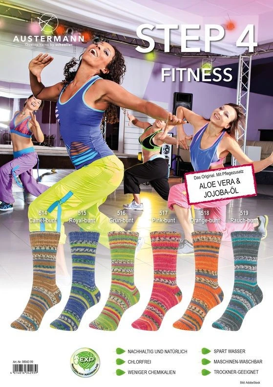 Wollpaket Sockenwolle "Austermann Step 4 Fitness" 6x100g Sortiment mit Aloe Vera - Bild 1 von 1