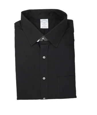 Brooks Brothers Regular Sin Planchar Todo Algodón 17.5-32/33 Cuello Ainsley Negro Foto 1 de 4