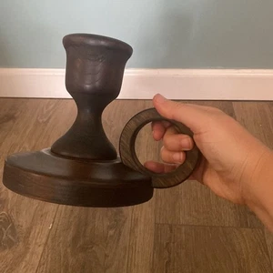 Scandinavian Vintage Wooden Candlestick Holder Rustic Candlestick primitive folk - Picture 1 of 7