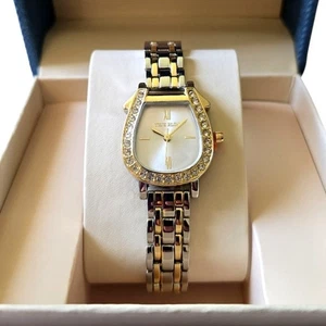 True Religion Women’s Two Tone Silver Gold Bracelet Dress Watch Crystal Bezel - Picture 1 of 14