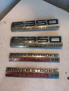 2005-10 Ford F-350 XLT Super Duty Powerstroke Turbo Diesel V8 Fender Badges Four - Picture 1 of 13