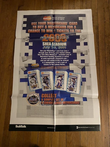 NY METS METROCARD 2000 29x44 inch SUBWAY POSTER MIKE PIAZZA  REY ORDONEZ RARE Cover