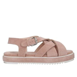 AGL Blush Pink Genuine Suede Leather Chunky Strappy Buckle Open Toe Sandals Sz 8 - Picture 1 of 10