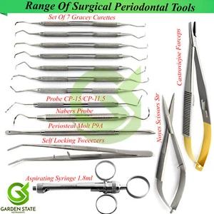 Parodontal Skalierung Küretten Set Periode Furkationssonde Oralchirurgie Instrumente - Bild 1 von 11