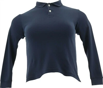 Lands' End Kids Long Sleeve Interlock Polo Shirt Classic Navy M NWOT (79) - Image 1 of 2