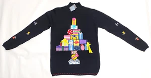 NWT Holiday Editions Black Sweater Tunic w/ Gift Tree, Decor Sleeves~Sz Med - Picture 1 of 20