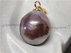 Aaa Purple 13-14mm Natural South Sea Baroque Pearl Pendant 14k Yellow Gold