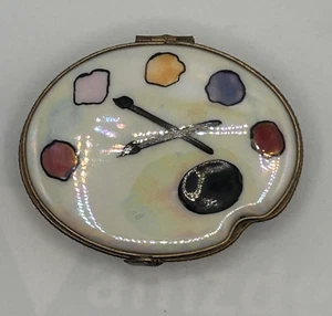 Limoges France Art Pallet Peint Scatola portagioie principale vintage - Foto 1 di 8