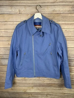 Chaqueta estilo moto grande ceremonia de apertura para mujer azul detalle cremallera rara Foto 1 de 4