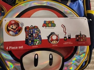 Jungen Mario Brüder Geschenk Videospiel Zubehör Rucksack Brotdose Etui 4-teiliges Set - Bild 1 von 7
