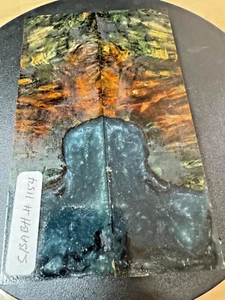 1154 STABILIZED HYBRID BLACK ASH BURL,KNIFE SCALE,TOOL HANDLE,WOOD CARVING - Picture 1 of 4