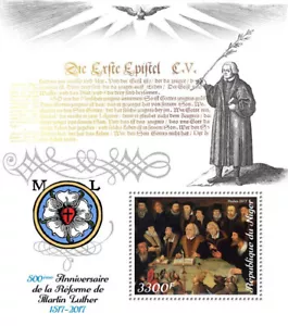 Francobolli Religione Riforma Martin Lutero Niger 2017 nuovi di zecca 500° Anniv 1v S/S - Foto 1 di 1