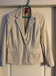 "Oscar De La Renta" Beige Button Front Blazer Sz 10 - Picture 1 of 5