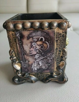 Hand decorated Wooden Pen Pot Holder Pencil Desk Organizers Stationery-Makeup Br - Image 1 of 4