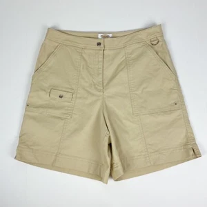 Vintage Talbots Womens Shorts Size 12 High Waisted Yellow Beige Cargo Stretch - Picture 1 of 12