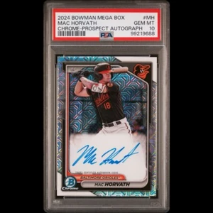 PSA 10 MAC HORVATH 2024 BOWMAN #BMA-MH CHROME MEGA PROSPECT AUTO MOJO ORIOLES - Foto 1 di 2