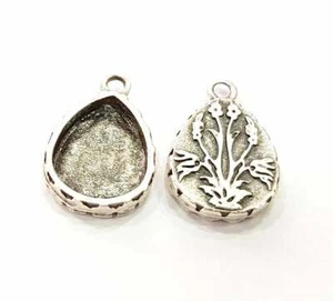 6 Pieces Drop Flower Pendant Blank Bezel Base Setting Resin Antique silver G8510 - Picture 1 of 5
