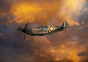 Spitfire mk1a Duxford N3200 cielo ardiente impresión lona varios tamaños envío gratuito - Imagen 1 de 1