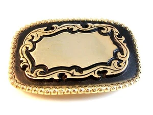 Hebilla de cinturón de vaquero occidental esmaltado negro en tono dorado hecha en EE. UU. - Imagen 1 de 3