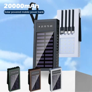 Banca di energia solare 20000 mAh 4 cavi integrati caricatore solare portatile per iPhone - Foto 1 di 32