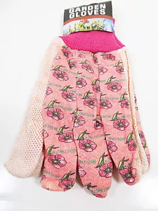 Garden Gloves Pink Floral Pattern with Grip Dots One Size Adult Gardening Glove - Picture 1 of 3