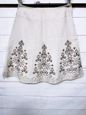 Falda Dressbarn Mujer Talla 14W Beige Bordada Lentejuelas Lino y Rayón Foto 1 de 4