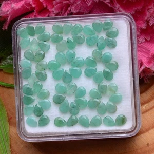 71 Pcs Natural Colombian Emerald 4mm 3mm Pear Cut Loose Gemstones Wholesale Lot - Picture 1 of 6
