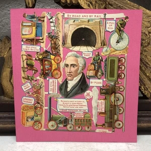Victorian Die Cut By Road & By Rail Scrap glued on Paper by HS & Sons #11399  L3 - Picture 1 of 6