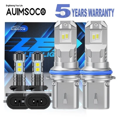 10000K COOL White 9007 881 Combo LED Headlight Fog Light Bulbs Conversion Kit 4x - Image 1 of 4