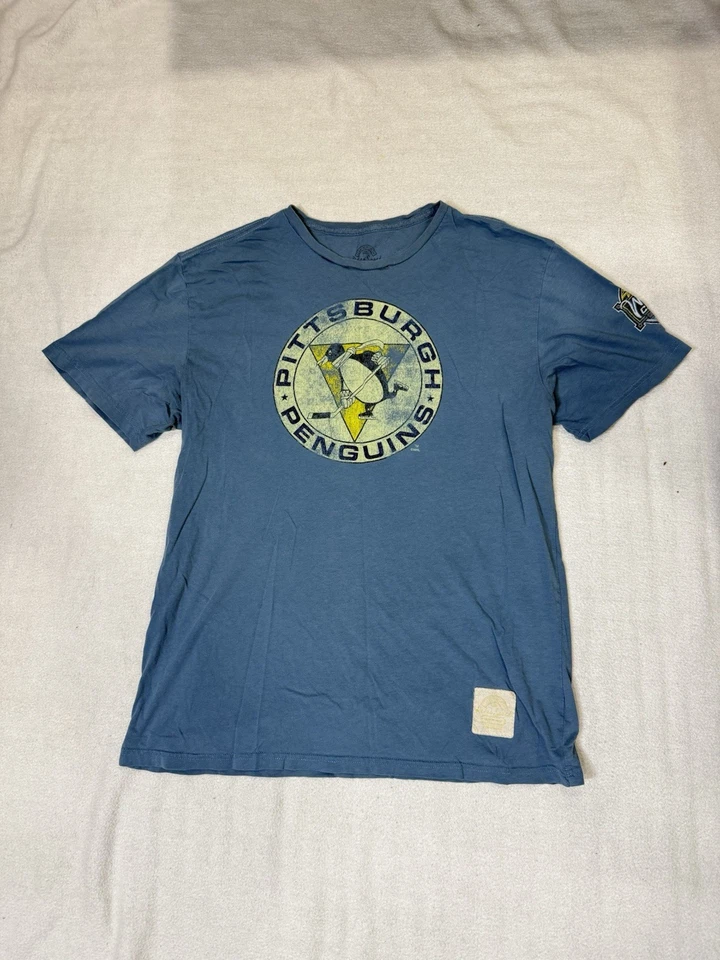 匹兹堡企鹅男式 T 恤中号蓝色复古标志 NHL Rico Sport — 第 1/3 张图片