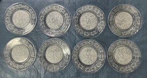 8 Princess House Fantasia Clear Dinner Plates 10" Crystal Floral Emboss Dishes - Picture 1 of 9