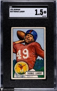 1951 Bowman #20 Giants HOF Thomas "Tom" Landry Rookie Football Card SGC 1.5 FR - Picture 1 of 2